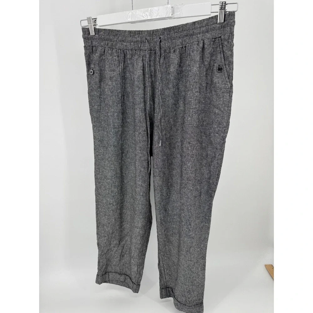 Jones New York Linen Blend Pants 1x‎ Signature Gray Women's Drawstring